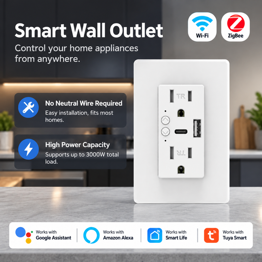 WiFi Smart Wall Outlet with USB-C & App Control