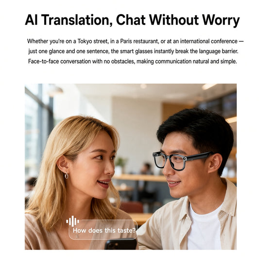 AI Glasses with Camera – Live Translate, ID & Music