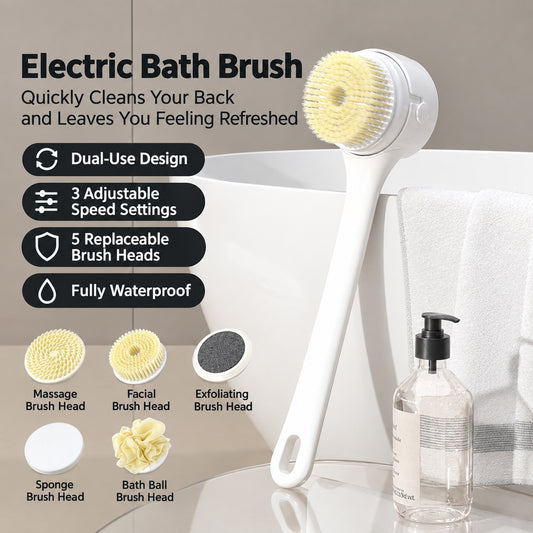 Electric Bath Brush with Long Handle and Digital Display