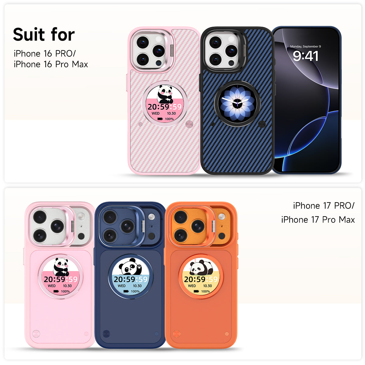 Smart Phone Case with 1.52" AMOLED Display, Bluetooth 6.0, Custom Wallpaper & Message Notifications, IP67 Waterproof, Magnetic Charging, for iPhone 13–17 Series
