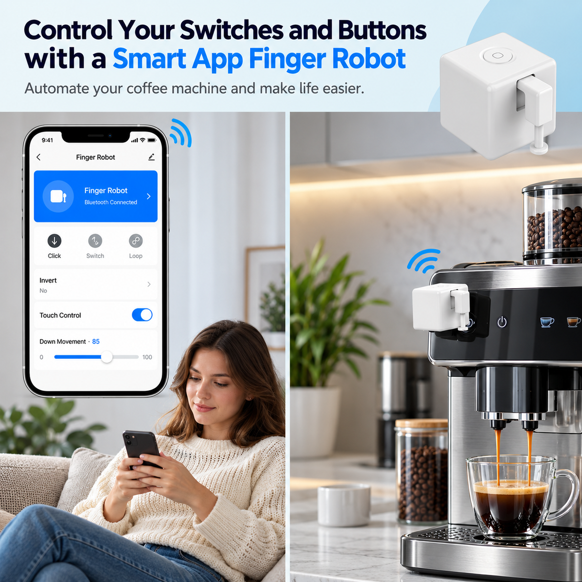 Smart Bluetooth Fingerbot with App & Voice Control