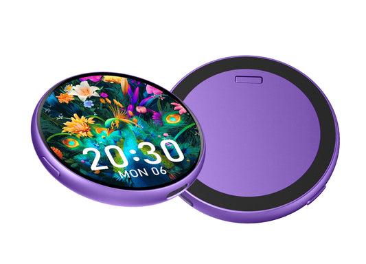 Portable Digital E‑Badge Customizable Picture Display Rechargeable Round E‑Badge for Collection & Gift