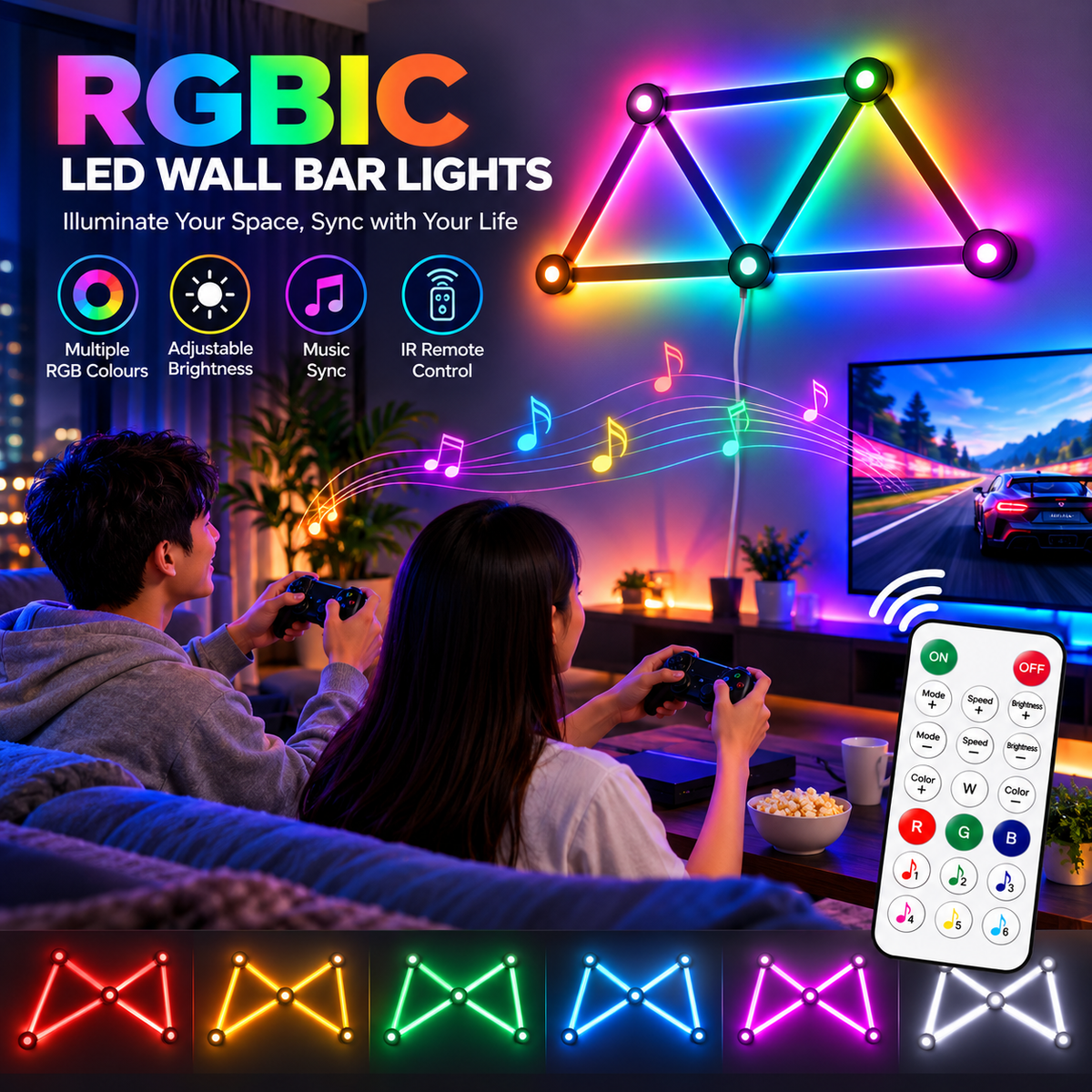 RGBIC Smart LED Wall Light with Music Sync