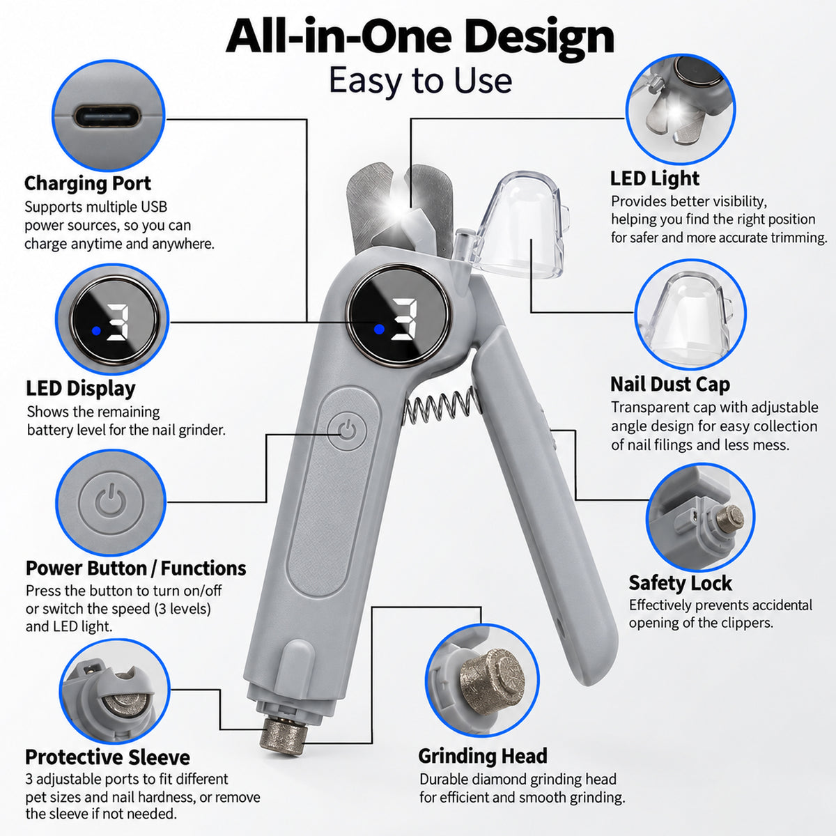 2-in-1 Electric Pet Nail Trimmer