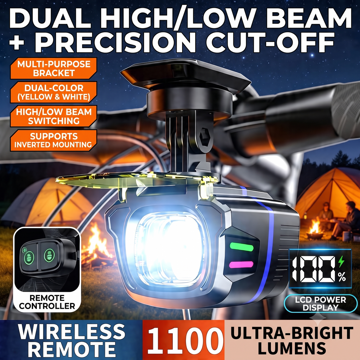 Rechargeable Bike Light with Wireless Remote