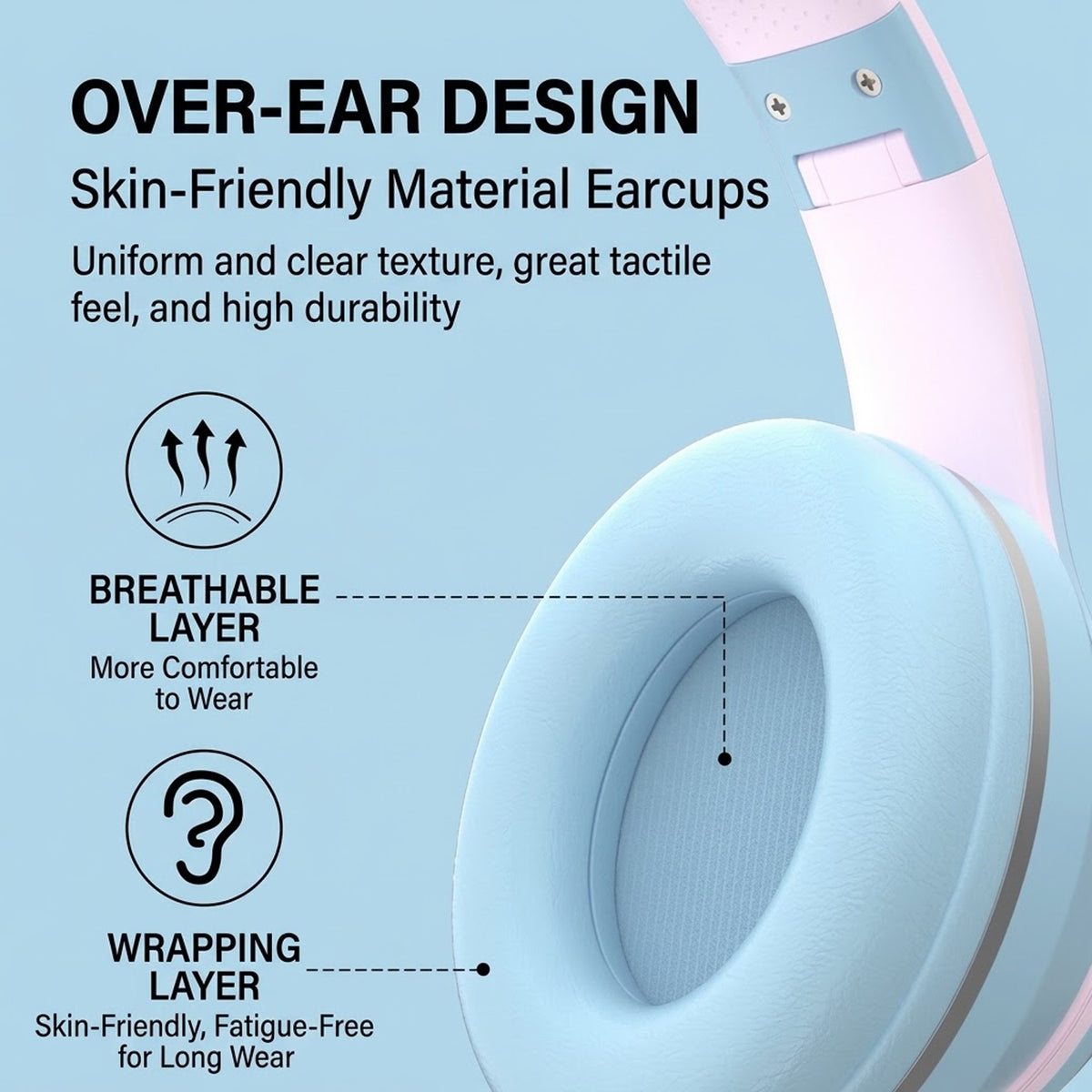 Cat-ear Bluetooth headphones with ultra-long battery life