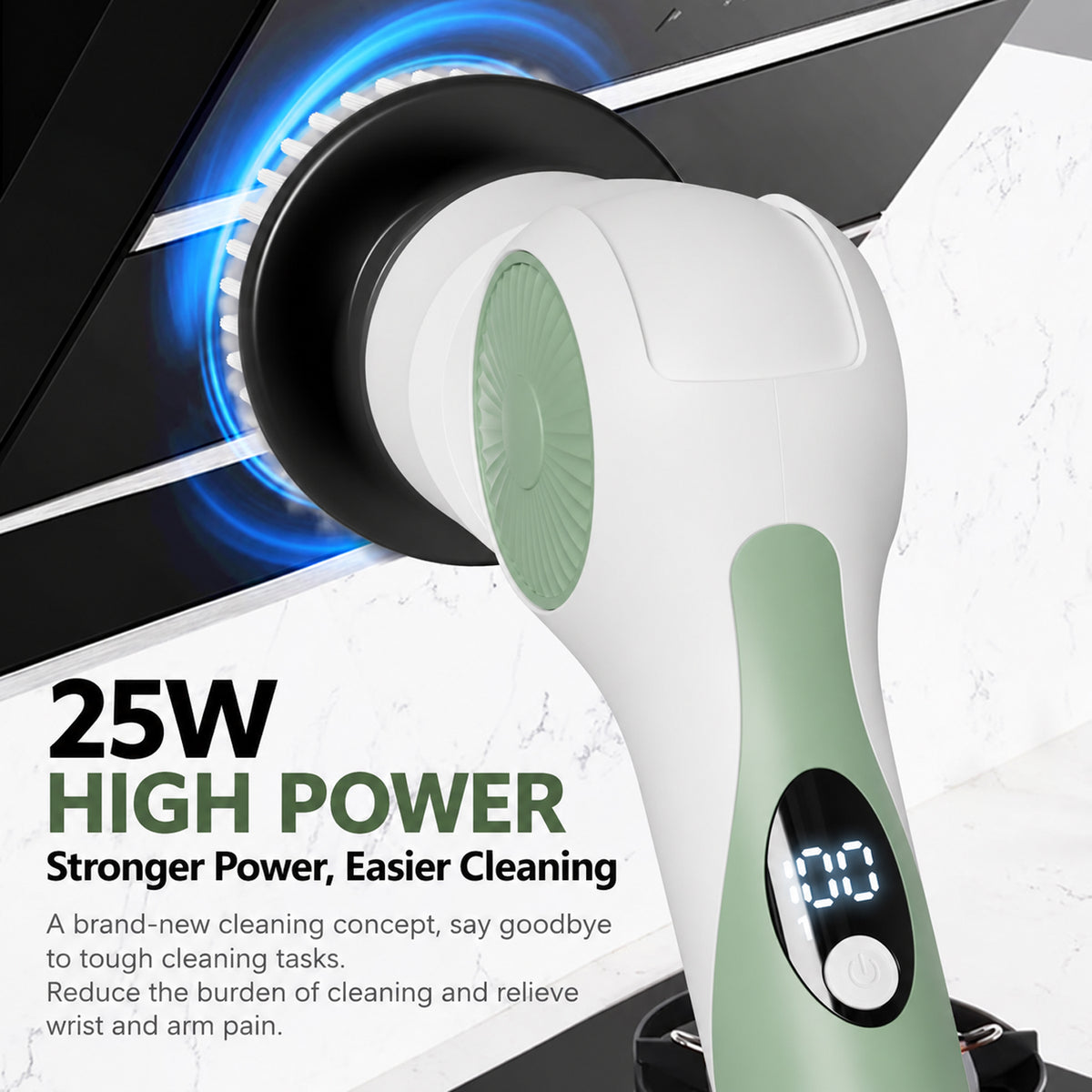 Automatic Rotating and Telescopic Bathroom Brush