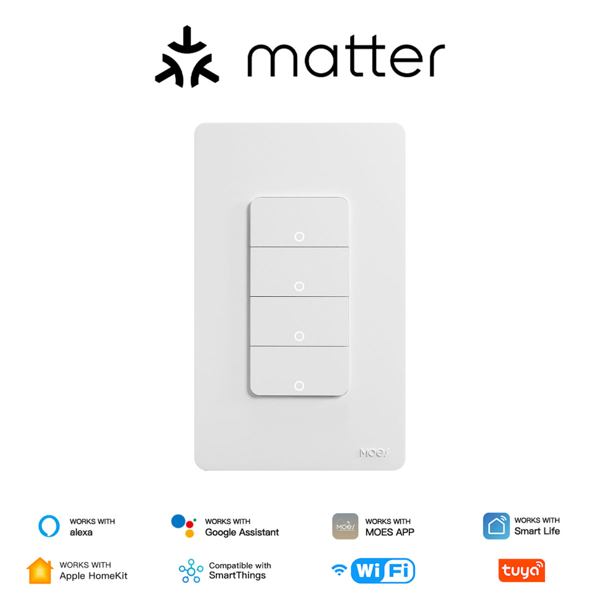 Matter Smart Light Switch, Push Button Wall Switch