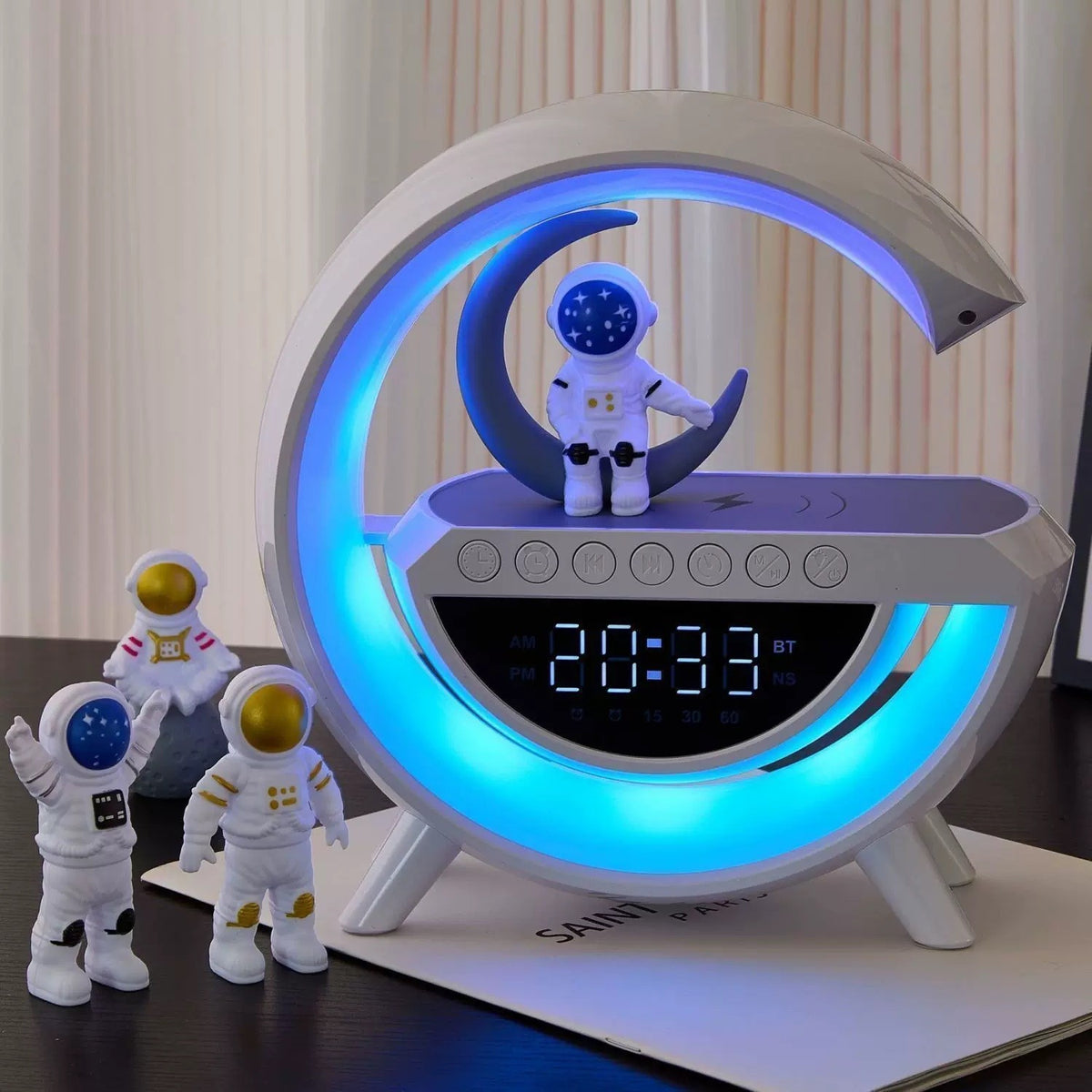 RGB Bluetooth Speaker Clock with Wireless Charger