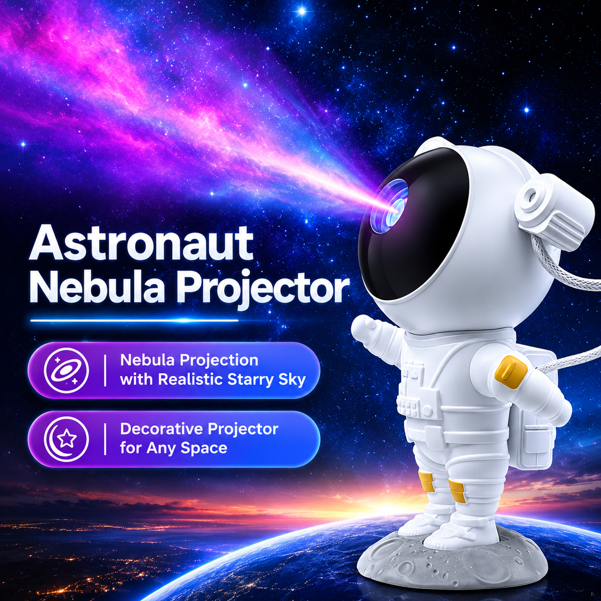 Astronaut Galaxy Projector Starry Night Light
