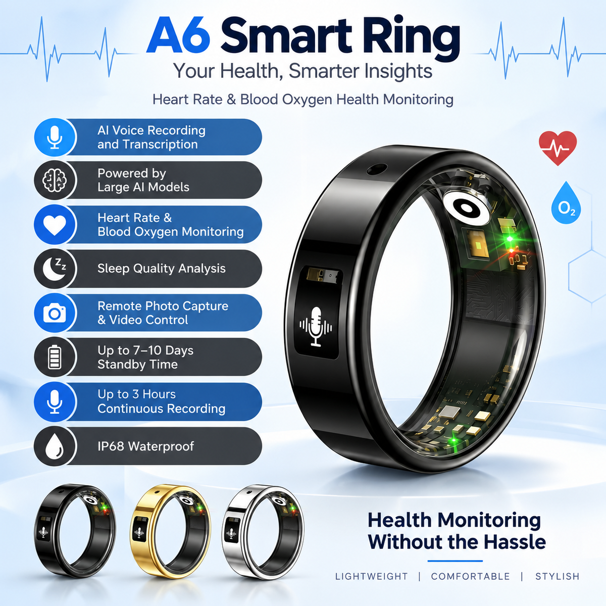 AI Smart Ring with Voice Recording & Translation