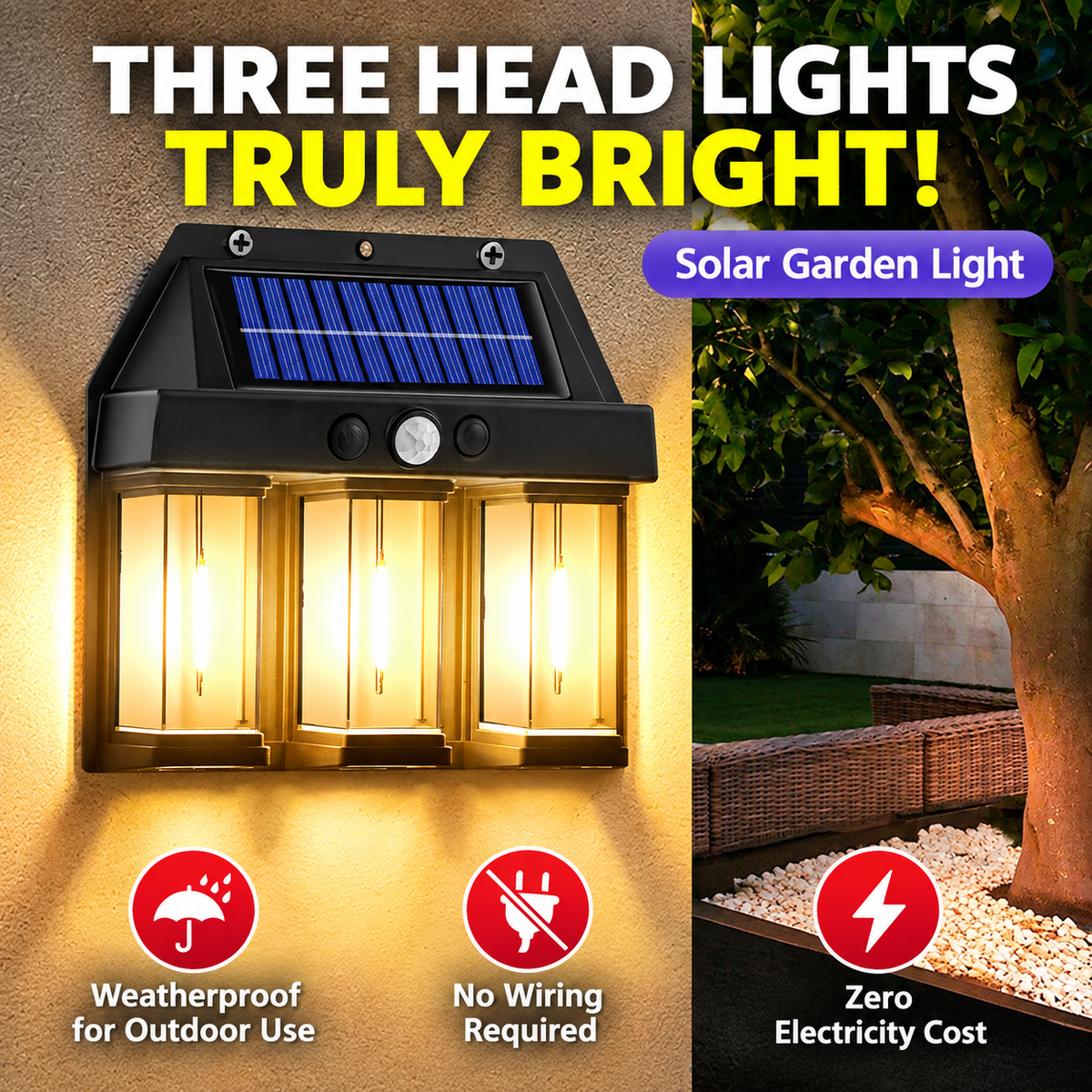 Solar Motion Sensor Outdoor Wall Light