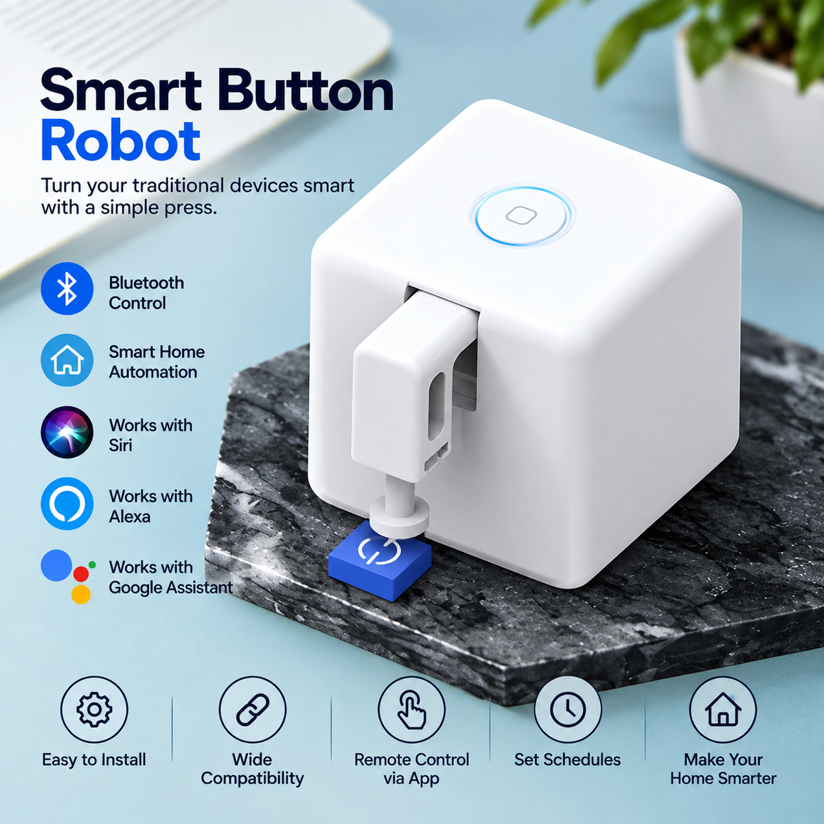 Smart Bluetooth Fingerbot with App & Voice Control