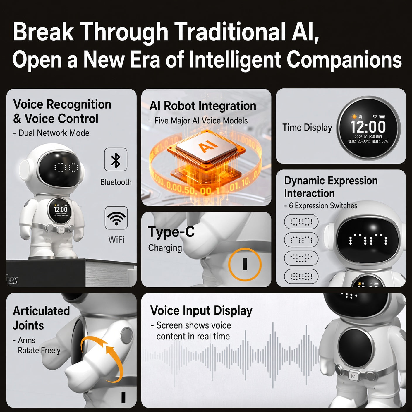 AI Chat Companion Speaker – WiFi Talk & Bluetooth Music