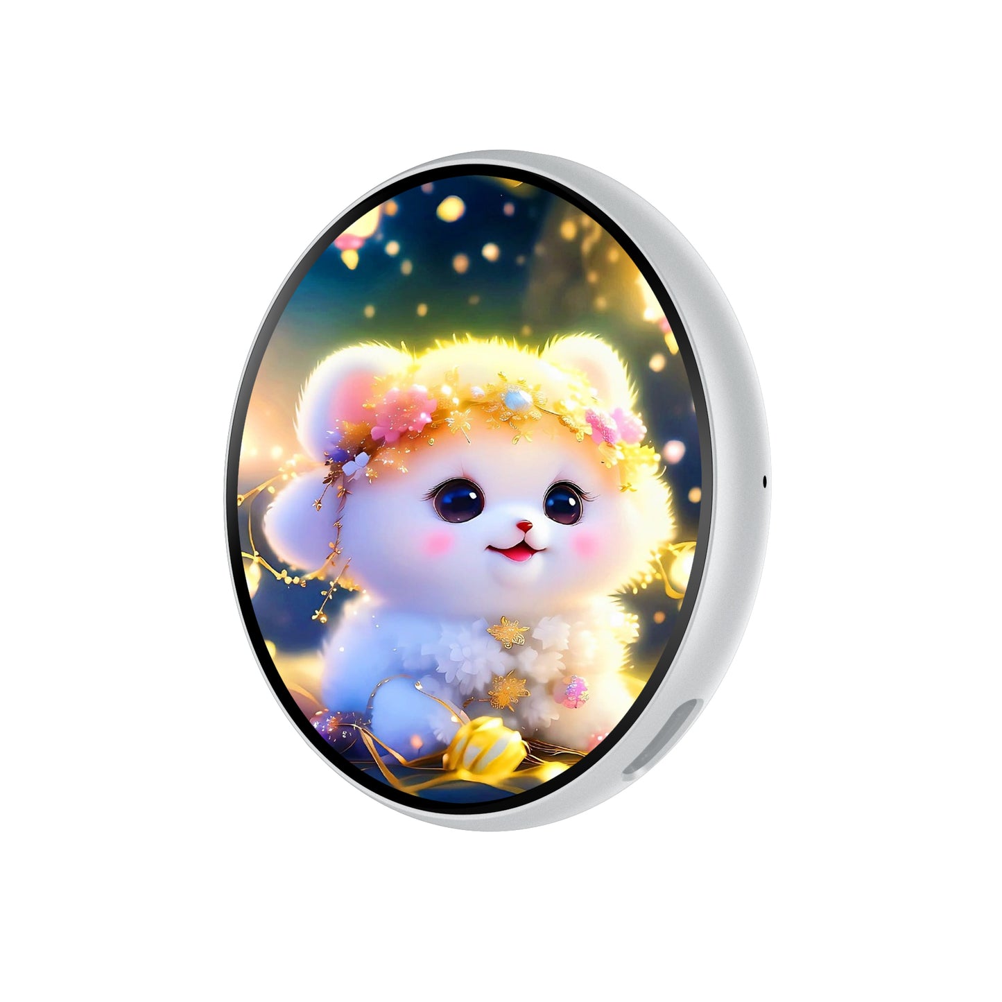 Portable Digital E‑Badge Customizable Picture Display Rechargeable Round E‑Badge for Collection & Gift