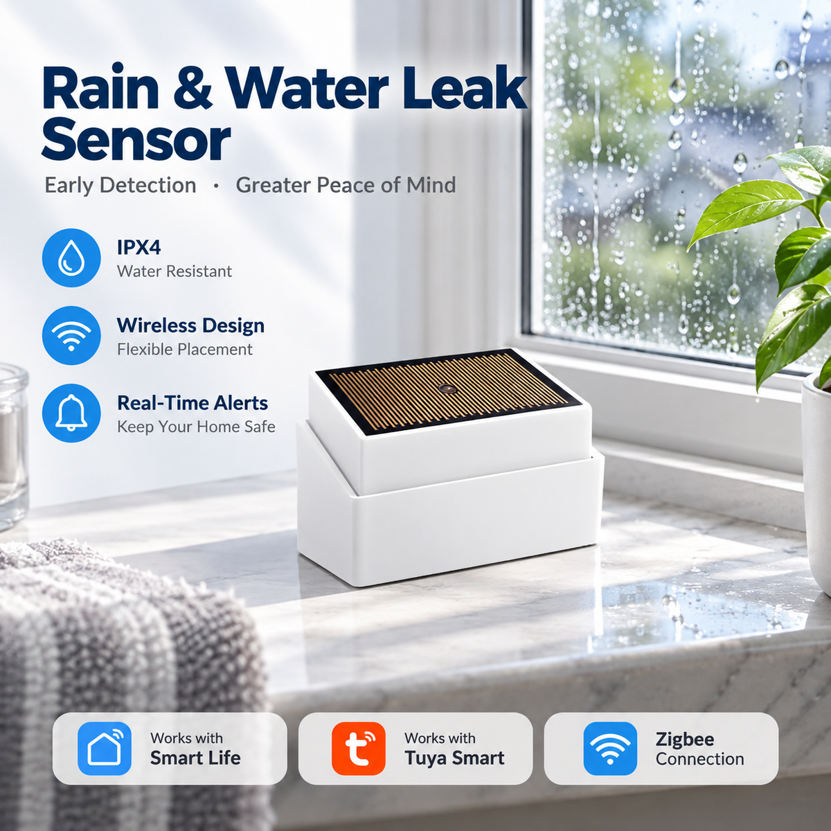 ZigBee Smart Rain & Light Sensor IPX4