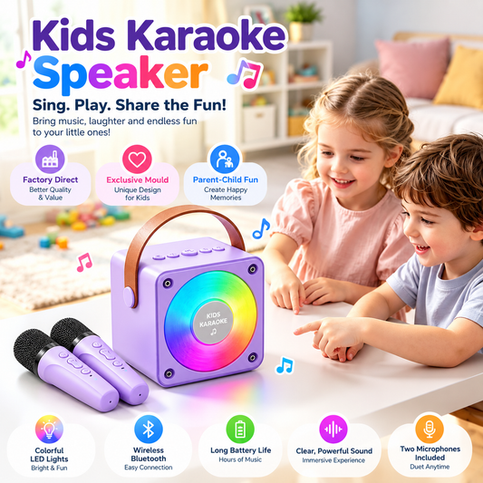 Portable Bluetooth Karaoke Speaker with Dual Mics