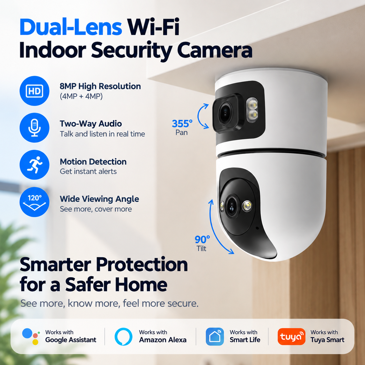 4MP WiFi 6 Dual Lens 360° Indoor Security Camera
