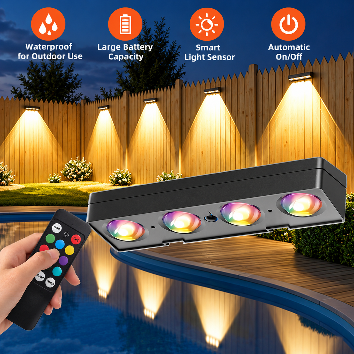 Light-controlled automatic outdoor light