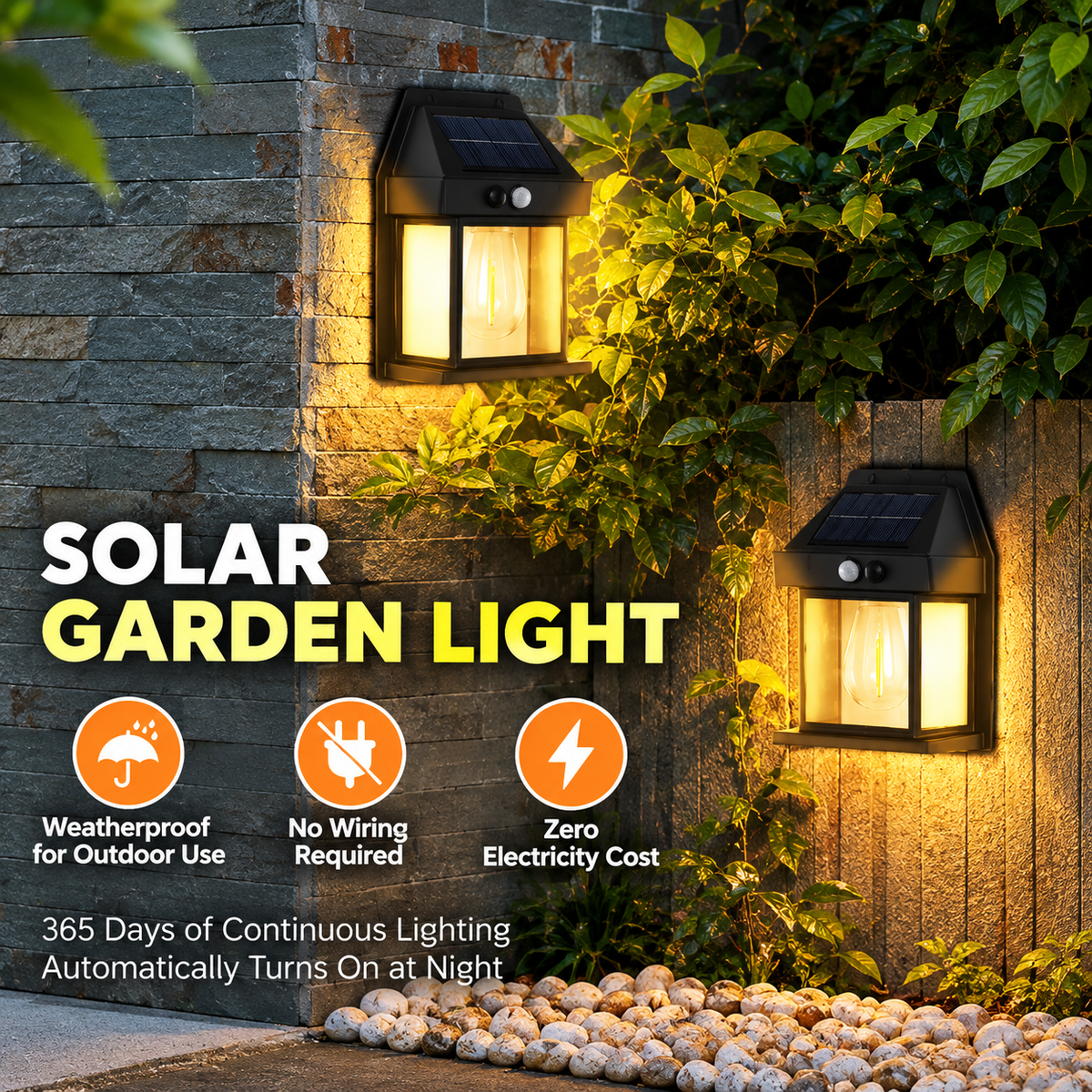 Solar Motion Sensor Outdoor Wall Light