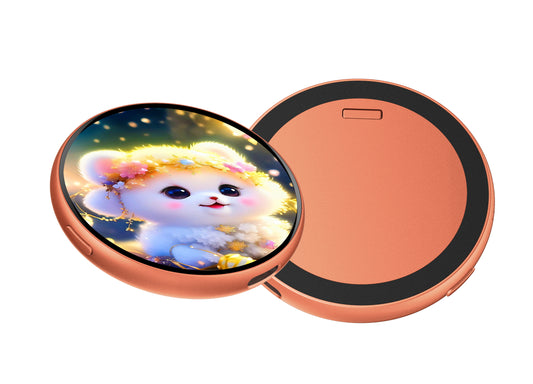 Portable Digital E‑Badge Customizable Picture Display Rechargeable Round E‑Badge for Collection & Gift