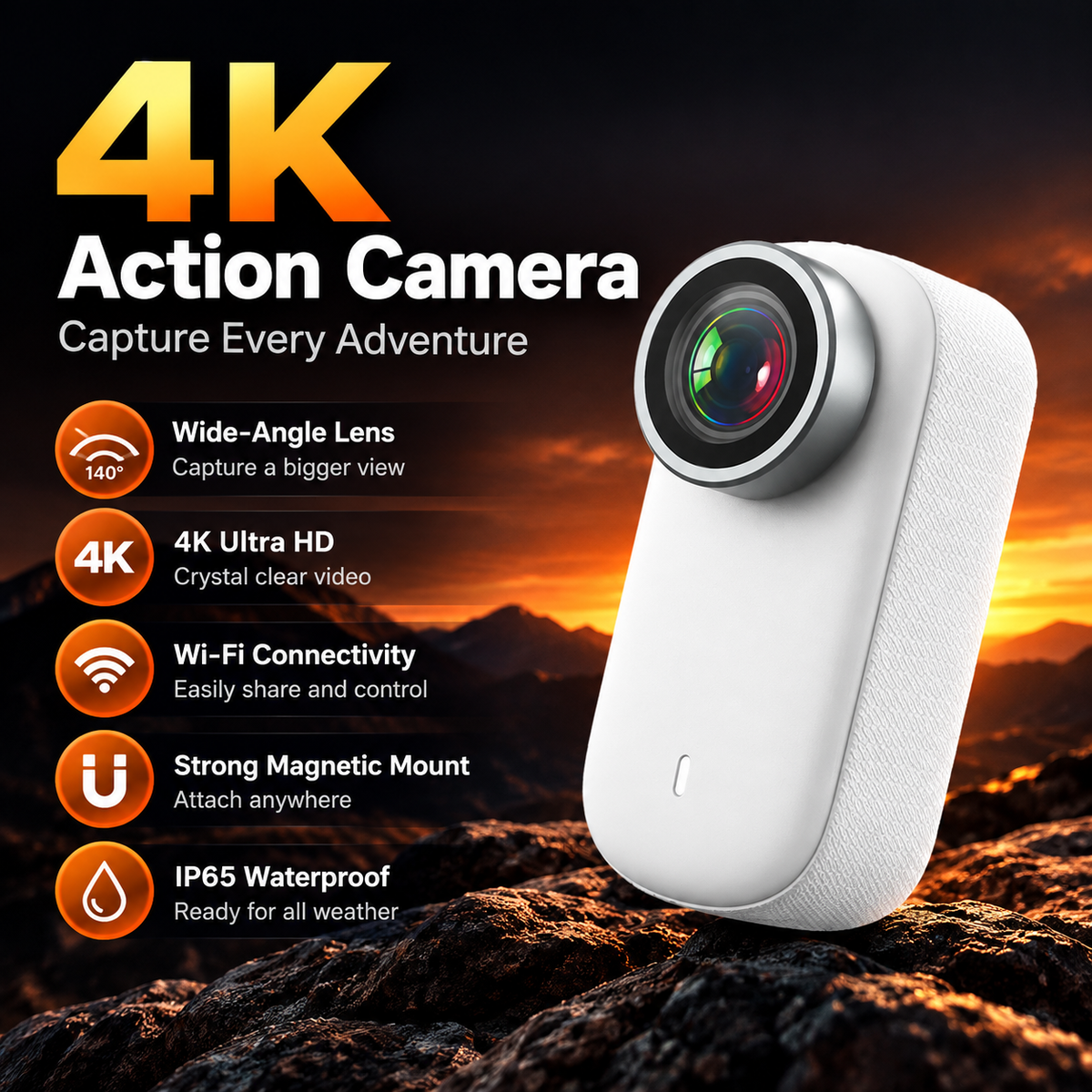 4K Mini POV Action Camera for Cycling & Vlogging