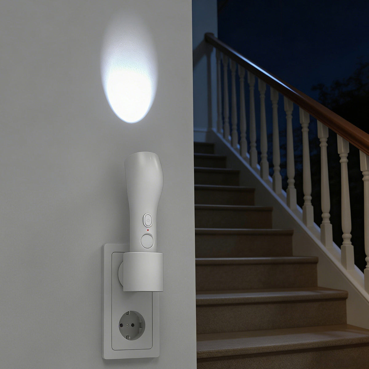 Rechargeable motion-sensor light with flashlight