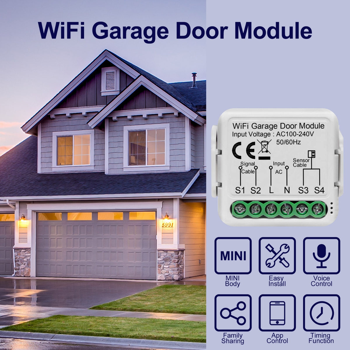 Smart WiFi Garage Door Opener with App Control