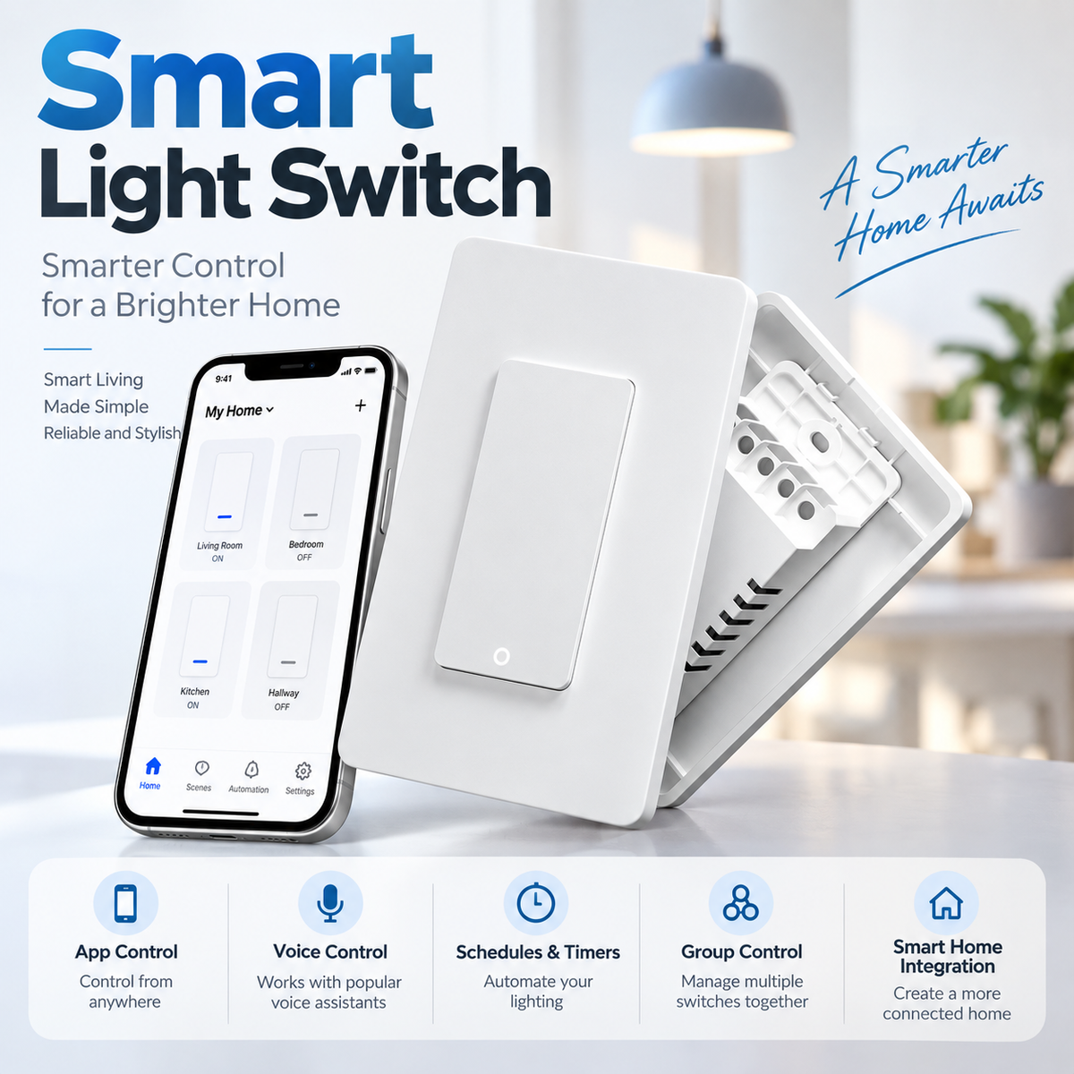 Smart WiFi Push Button Light Switch