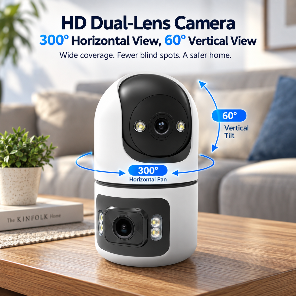 4MP WiFi 6 Dual Lens 360° Indoor Security Camera