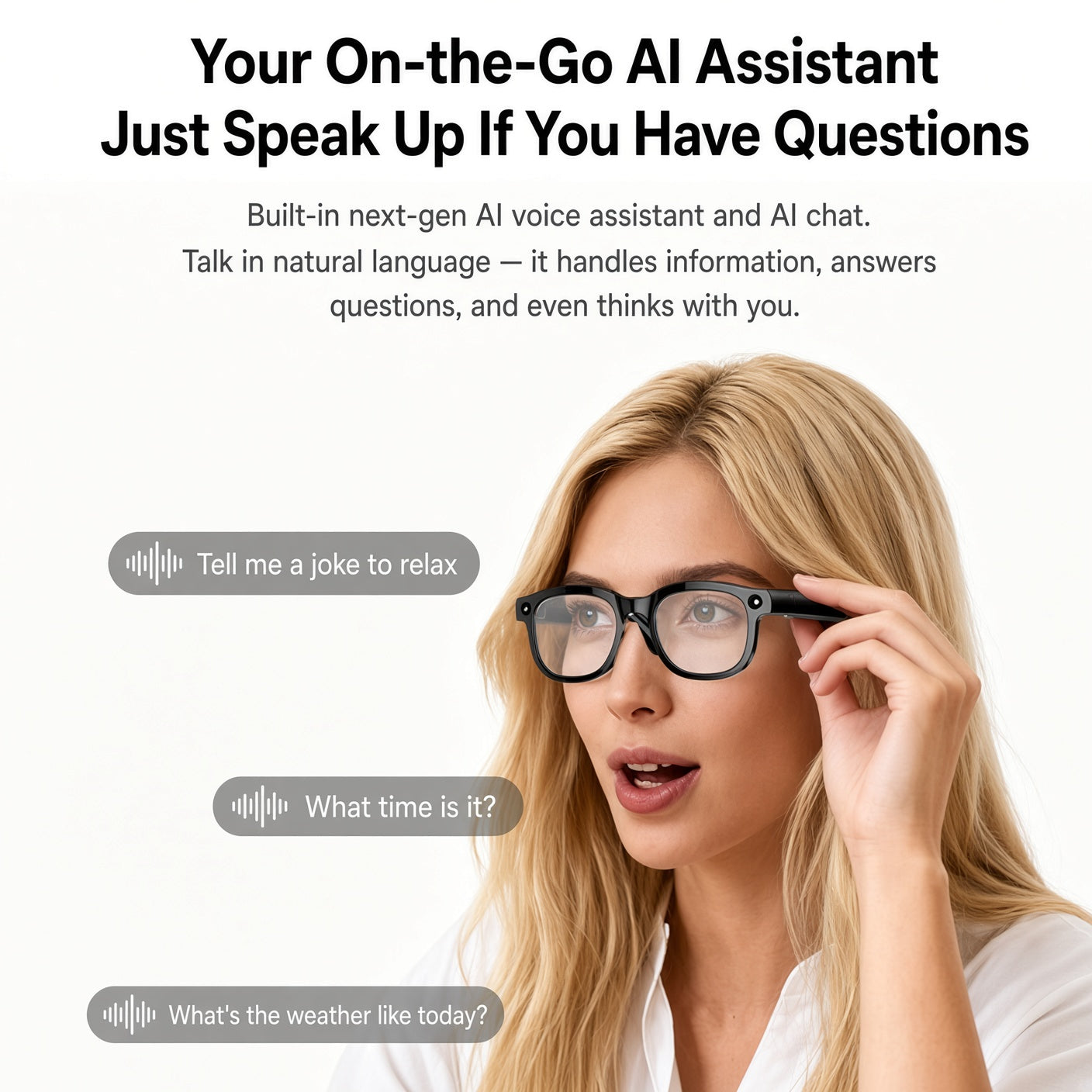 AI Glasses with Camera – Live Translate, ID & Music