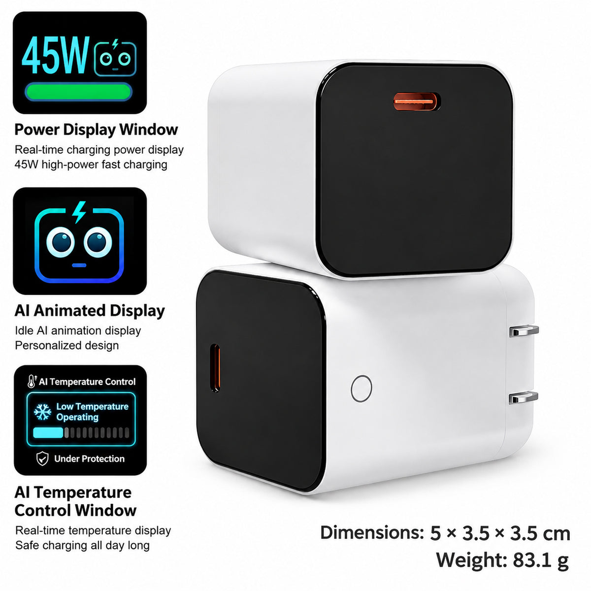 GaN charger with smart display