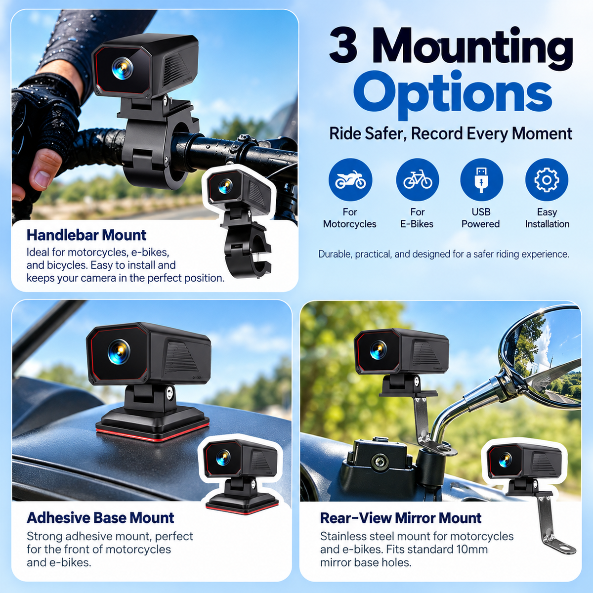 2K Motorcycle & Bike Riding Camera Recorder