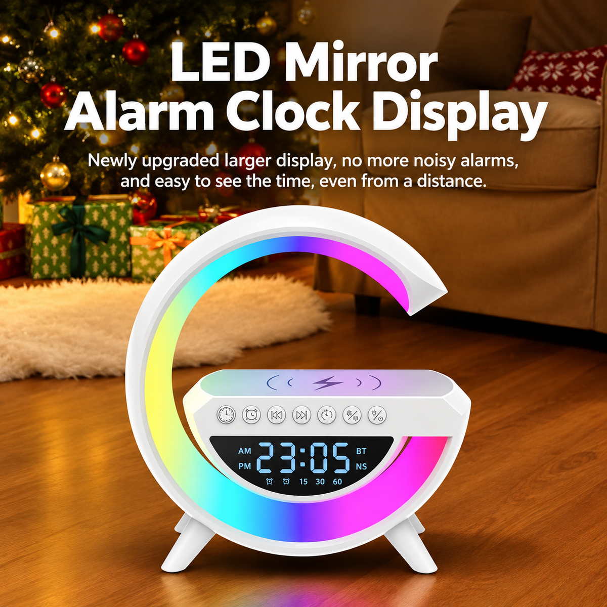 RGB Bluetooth Speaker Clock with Wireless Charger