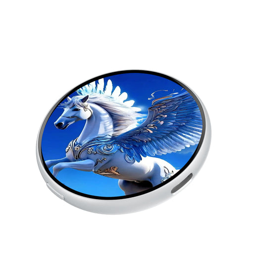 Portable Digital E‑Badge Customizable Picture Display Rechargeable Round E‑Badge for Collection & Gift
