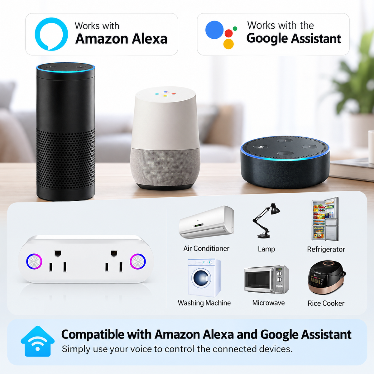 WiFi Smart Dual Outlet Plug with App Control