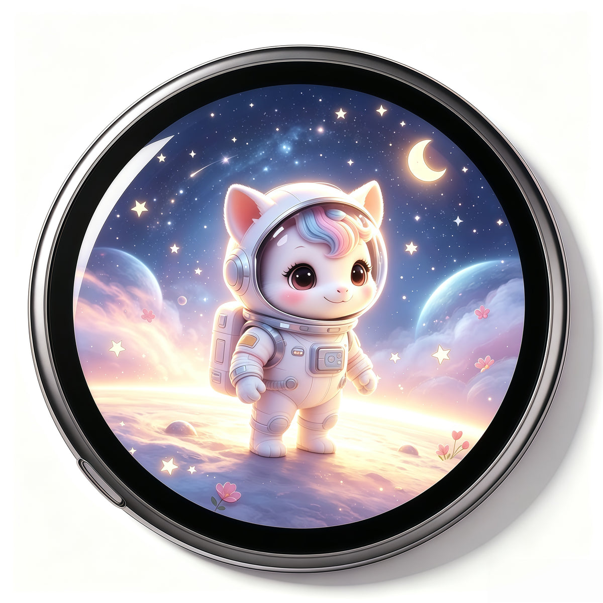 Round Digital E-Badge – Rechargeable Photo Display
