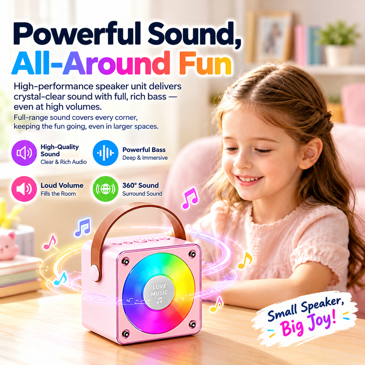 Portable Bluetooth Karaoke Speaker with Dual Mics