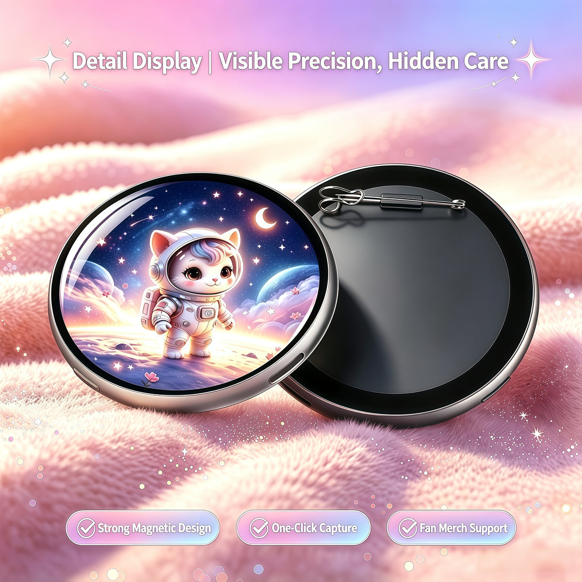 Round Digital E-Badge – Rechargeable Photo Display