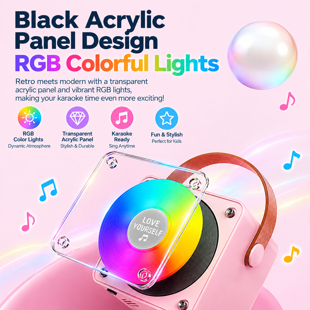 Portable Bluetooth Karaoke Speaker with Dual Mics