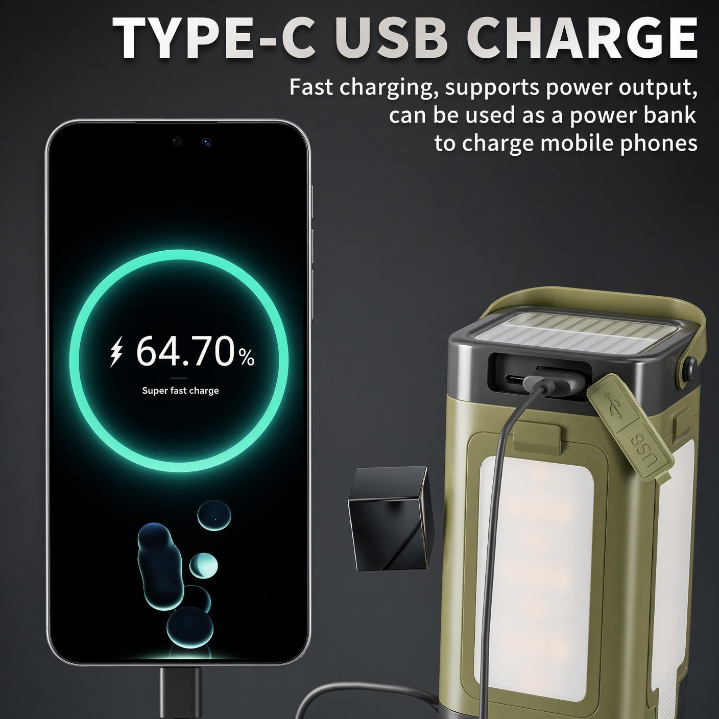 Solar Camping Lantern – Foldable LED Tent Light & Hook