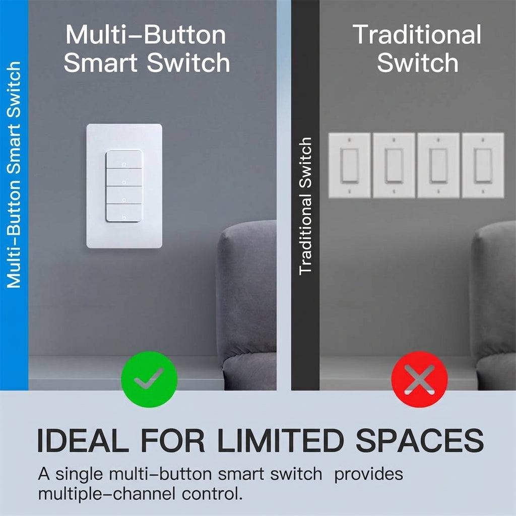 Matter Smart Light Switch, Push Button Wall Switch
