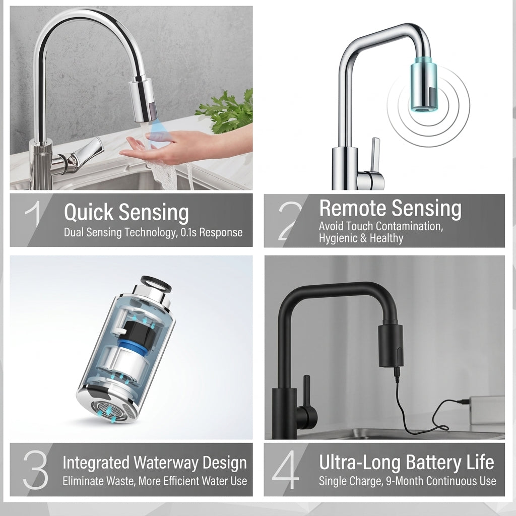 Touchless Faucet Adapter with Infrared Sensor