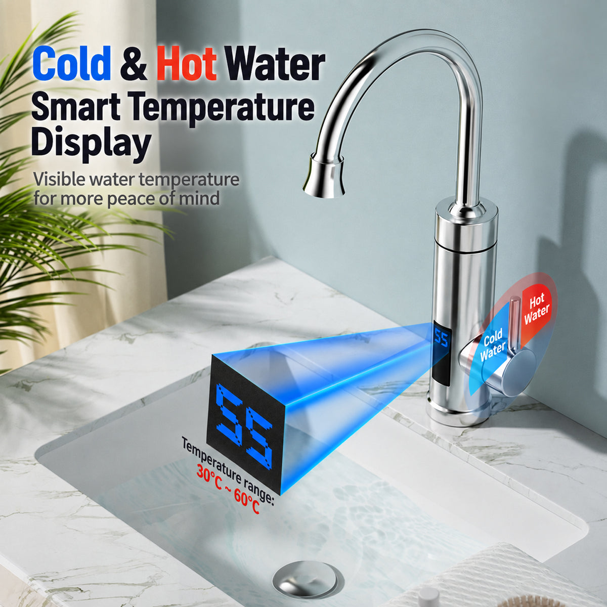 Stainless steel electric hot water faucet