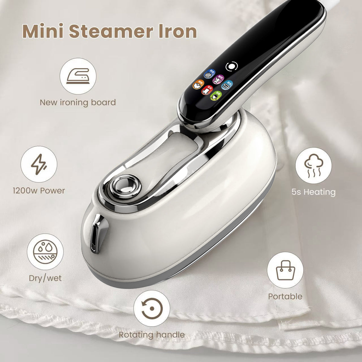 Handheld Steam Iron with LCD & 6 Heat Settings