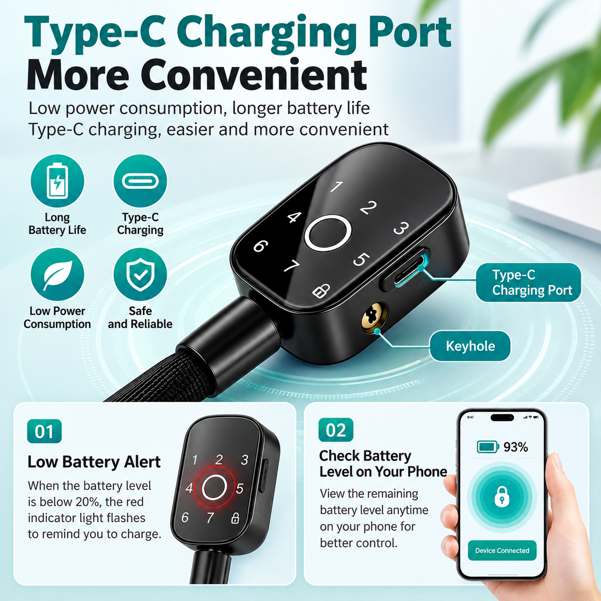 Smart Fingerprint Keyless Bike Lock with Passcode
