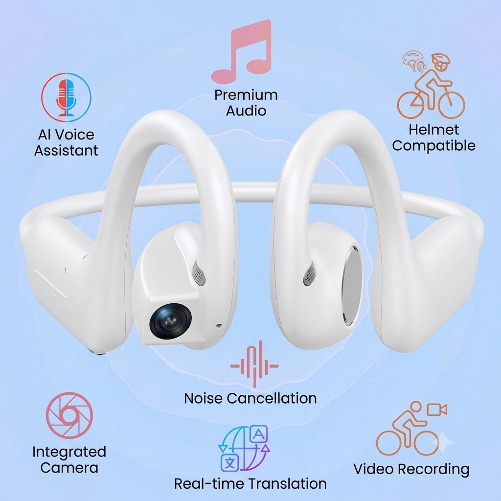 AI Translation Camera Headphones with 8MP Video