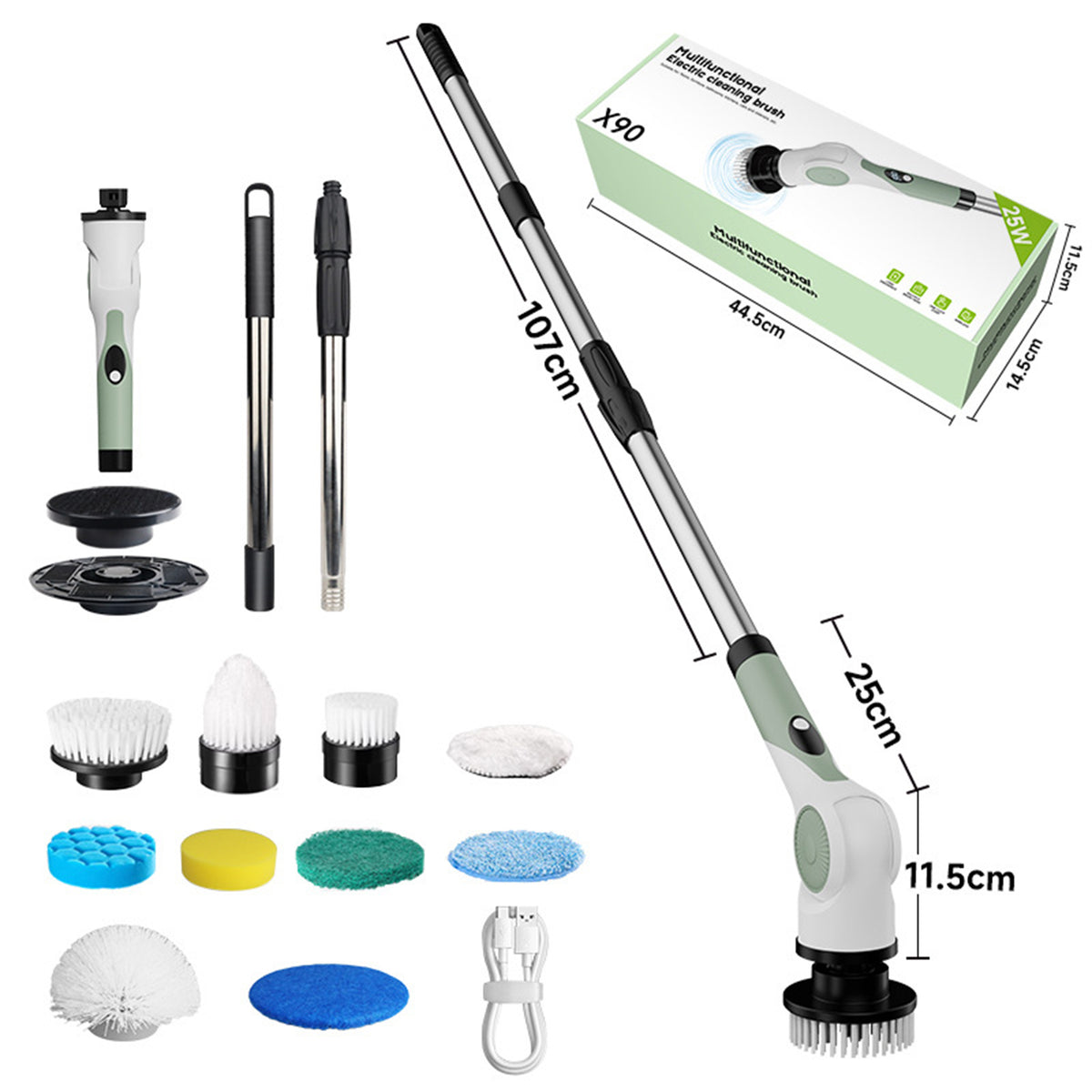 Automatic Rotating and Telescopic Bathroom Brush