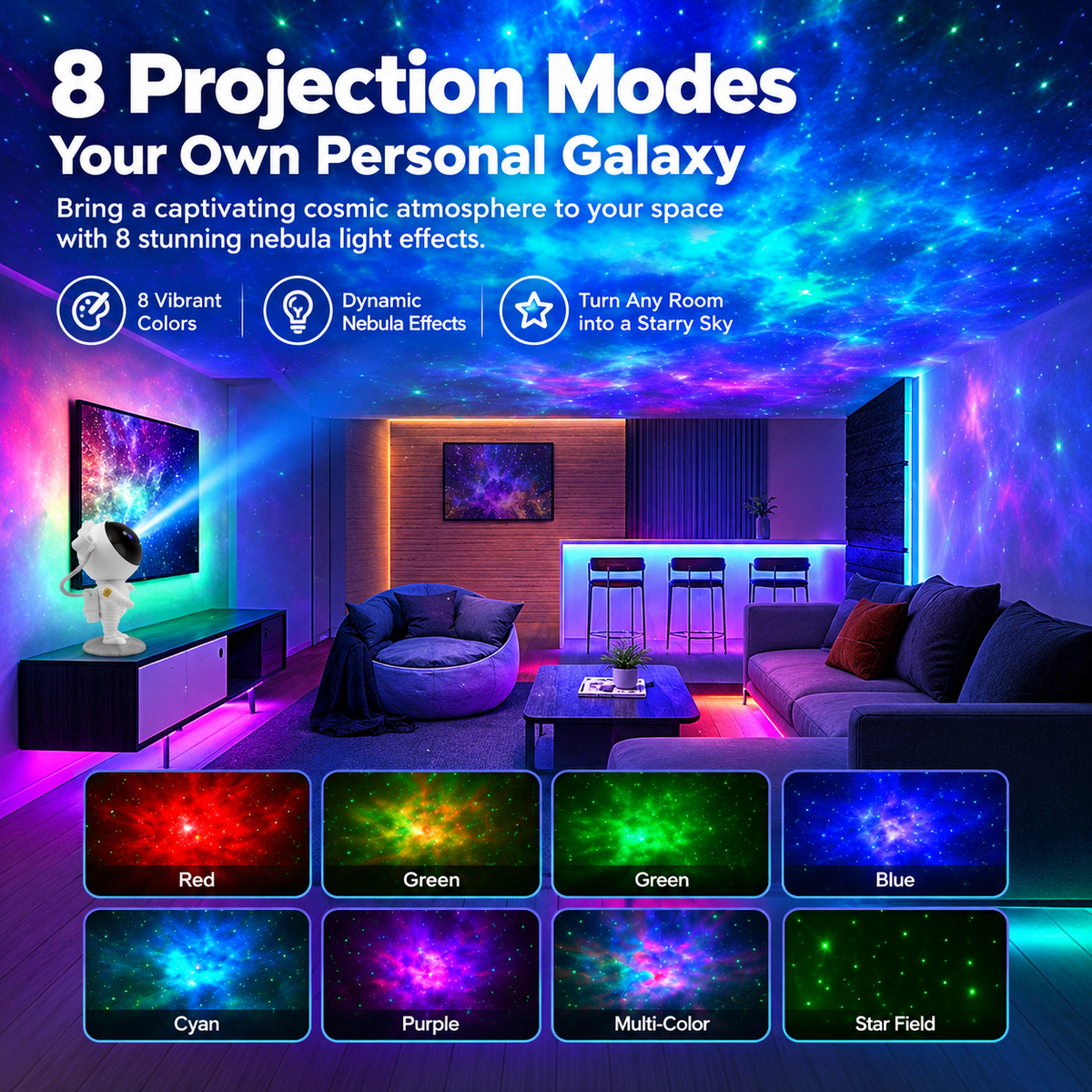 Astronaut Galaxy Projector Starry Night Light