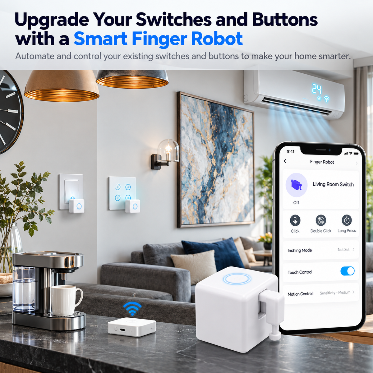 Smart Bluetooth Fingerbot with App & Voice Control